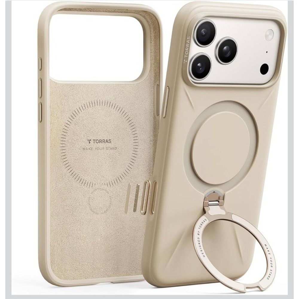 TORRAS Ostand Q3 Silicone 360 Spin for iPhone 17 Pro Case | Dune Beige